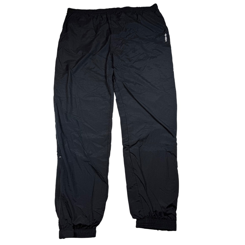 Vintage 90s Umbro Mens Large Black Nylon Windbreaker Track Pants‎ U0304 Retro